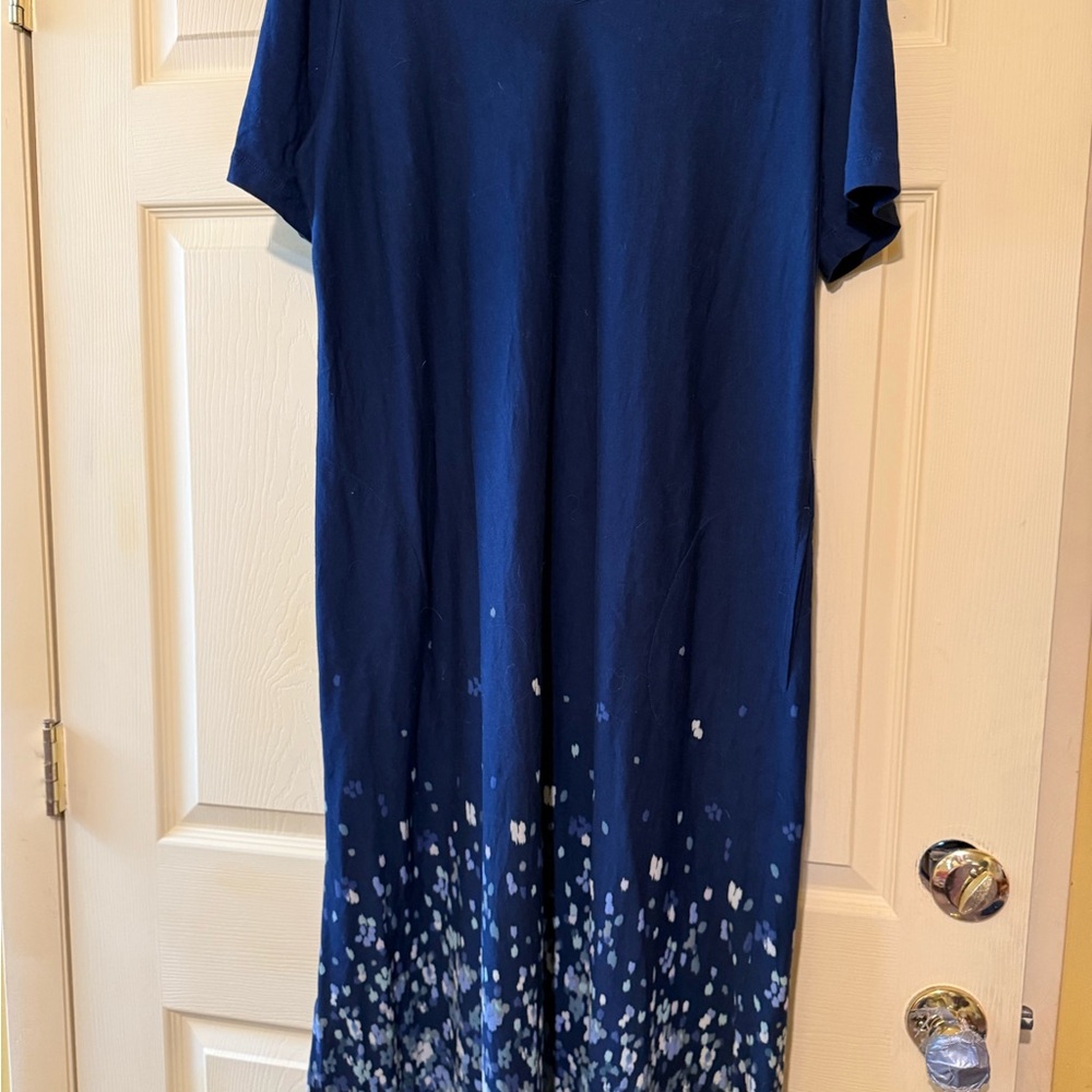 J. Jill Blue Maxi Dress with White Accents